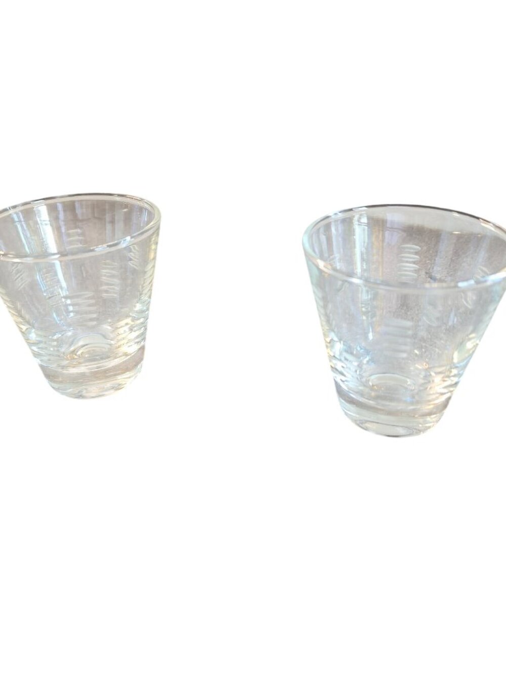 Vintage  Macbeth Evans Art Deco shot glasses etched